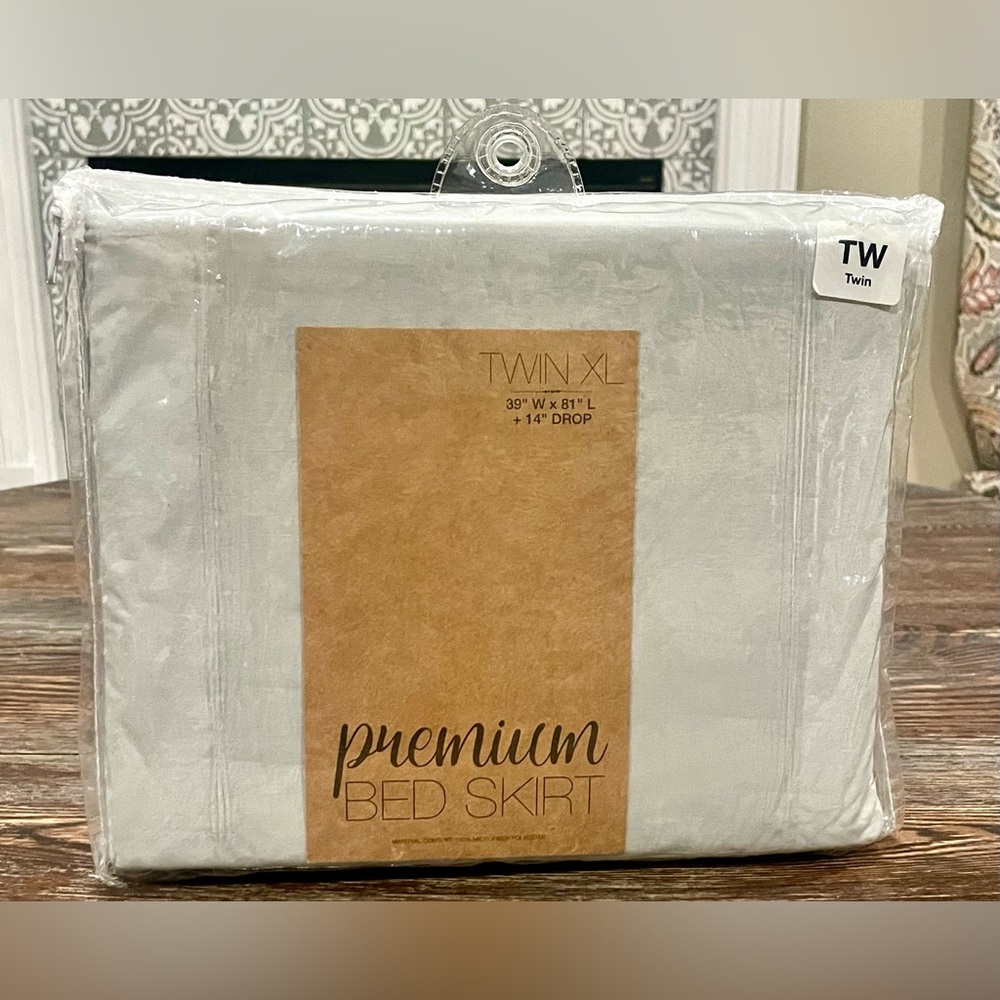 Premium Twin XL Bed Skirt - Light Grey - 14” Drop - NIP